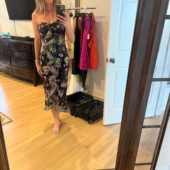 Cinq à Sept Black Floral Strapless Dress - Picture 4 of 7